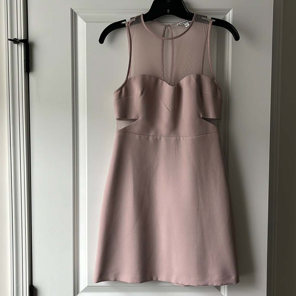 EXPRESS SLEEVELESS SHEER TOPCOCKTAIL DRESS. SIZE 2. MAUVE.  NEW WITHOUT TAGS